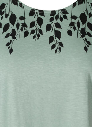 Cotton t-shirt with print details, Chinois Green LEAF, Packshot image number 2