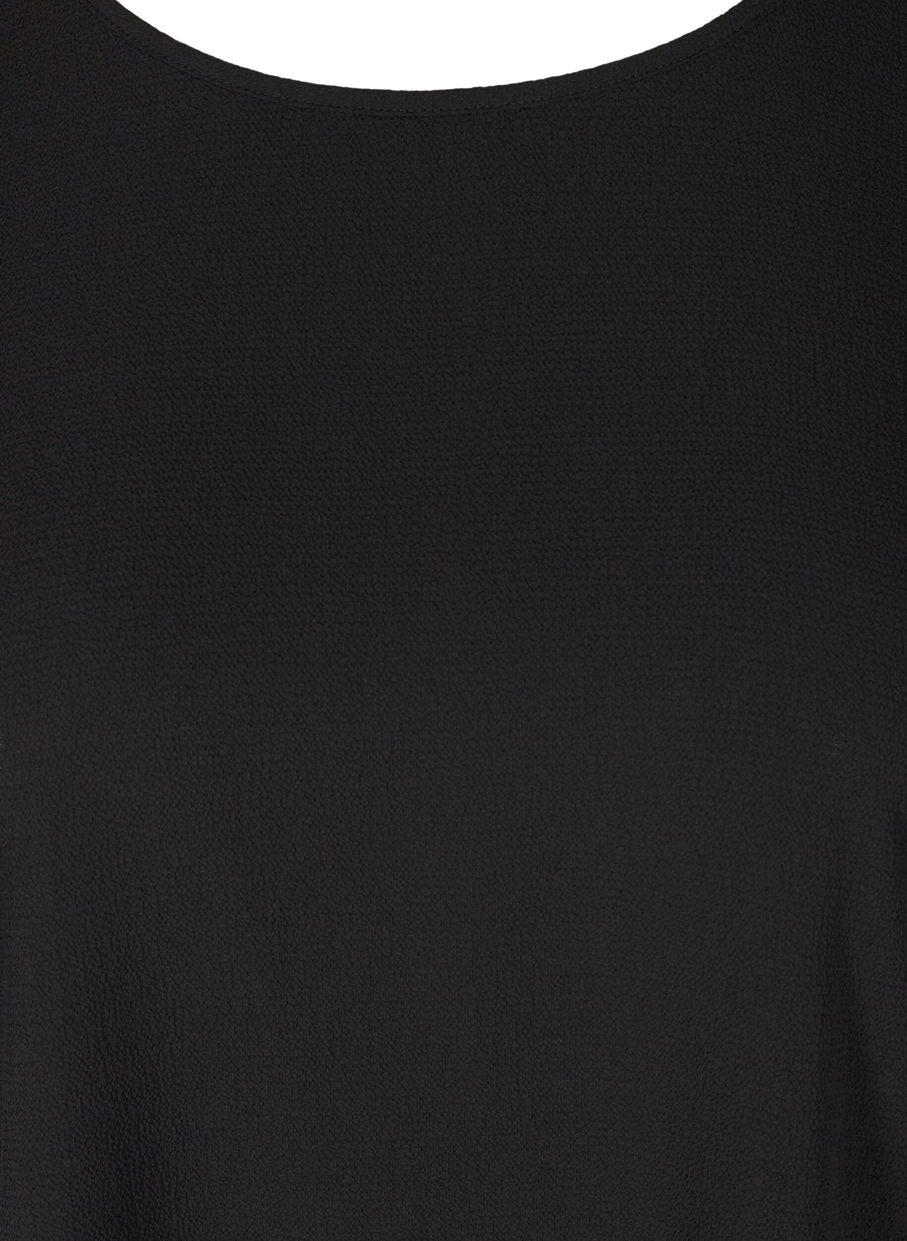Zizzifashion Blouse with short sleeves and a round neckline, Black, Packshot image number 2