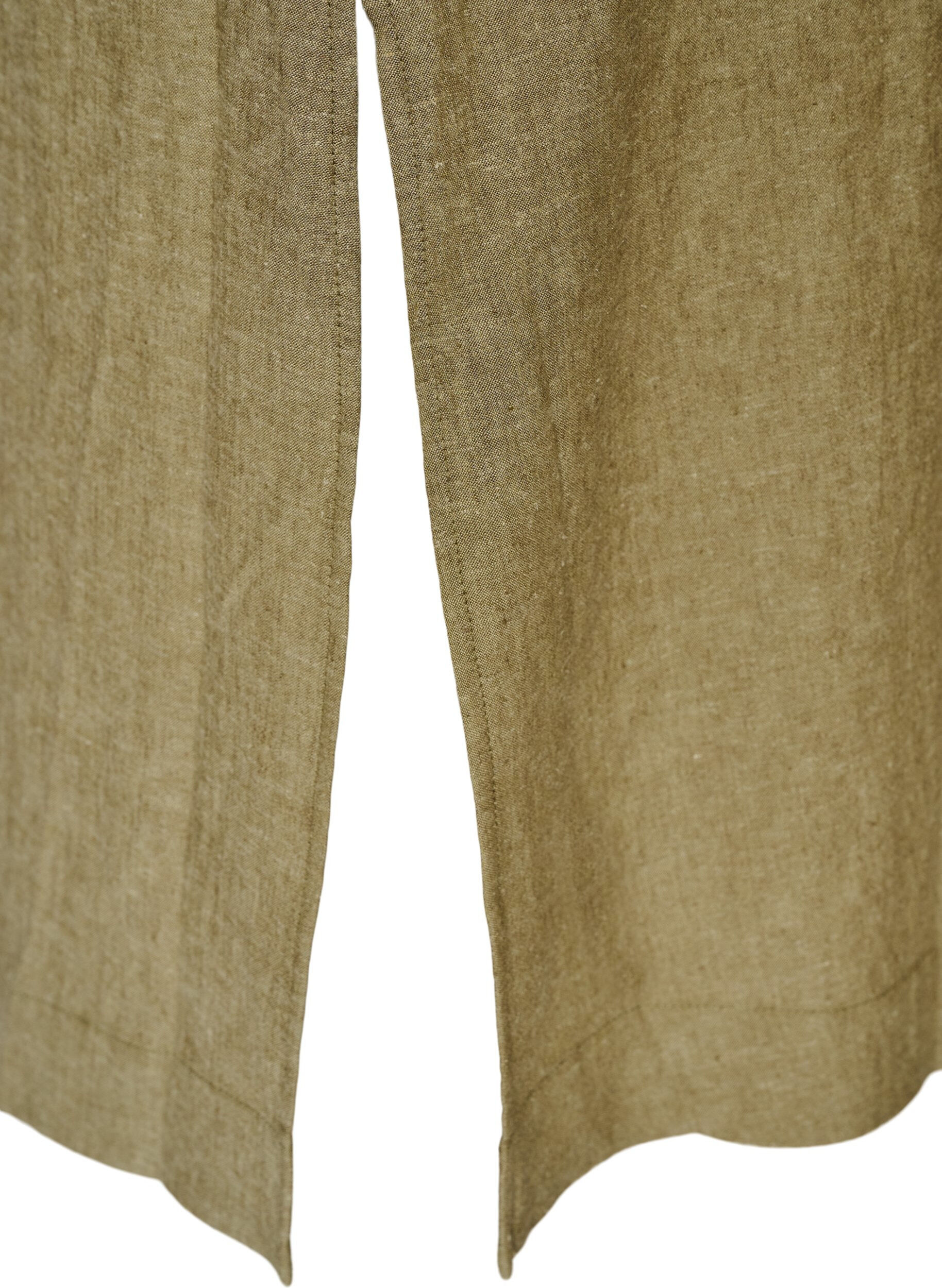 Zizzifashion Midi dress in linen and viscose with 1/2 sleeves, Green, Packshot image number 3