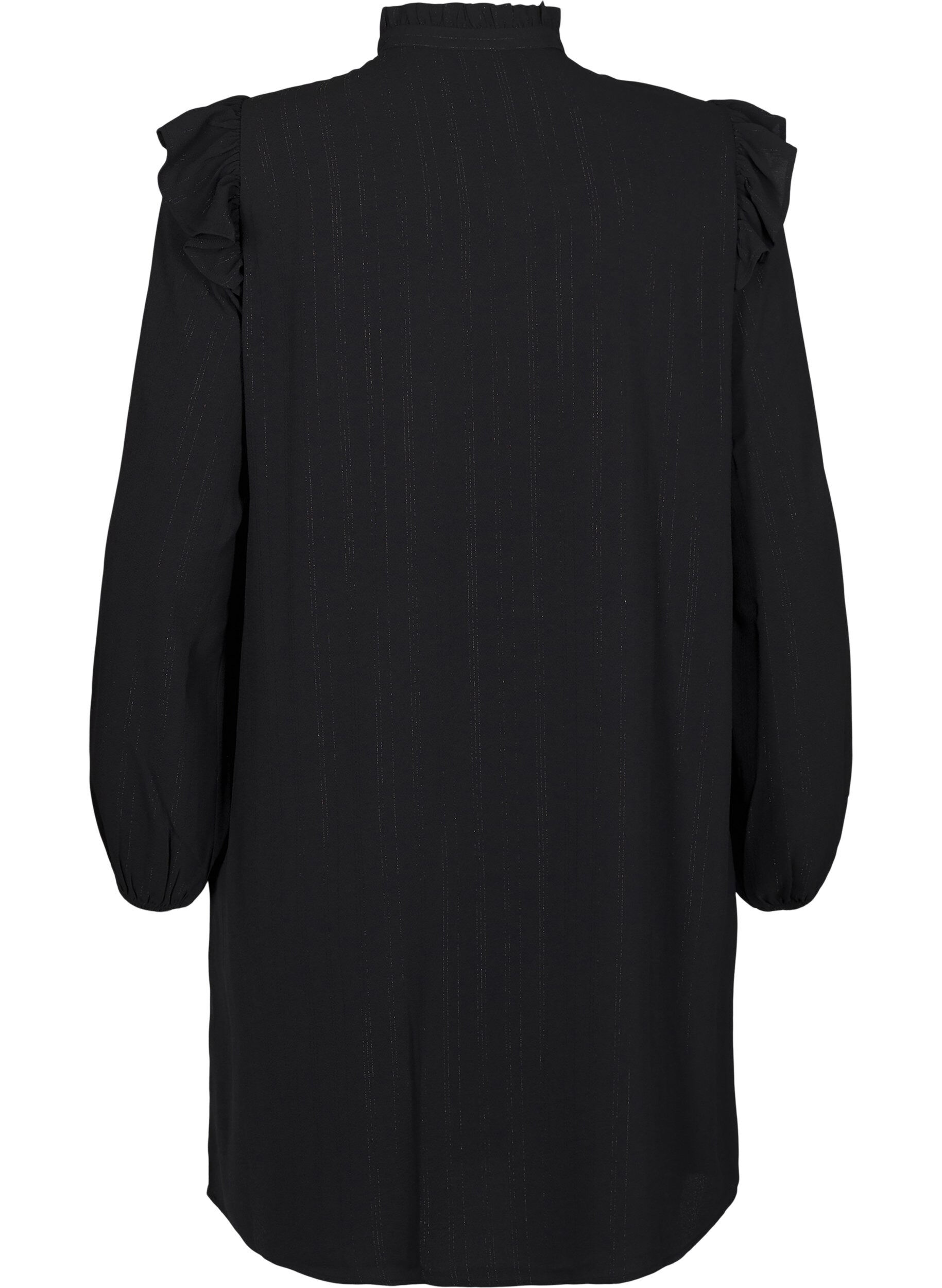 ZizzifashionShort dress with ruffles and glitter, Black, Packshot image number 1