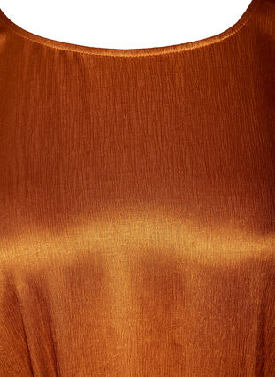 Shiny dress with a belt and puff sleeves, Buckthorn Brown, Packshot image number 2