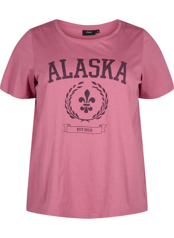 Cotton T-shirt with text motif, Malaga W. ALASKA, Packshot image number 0