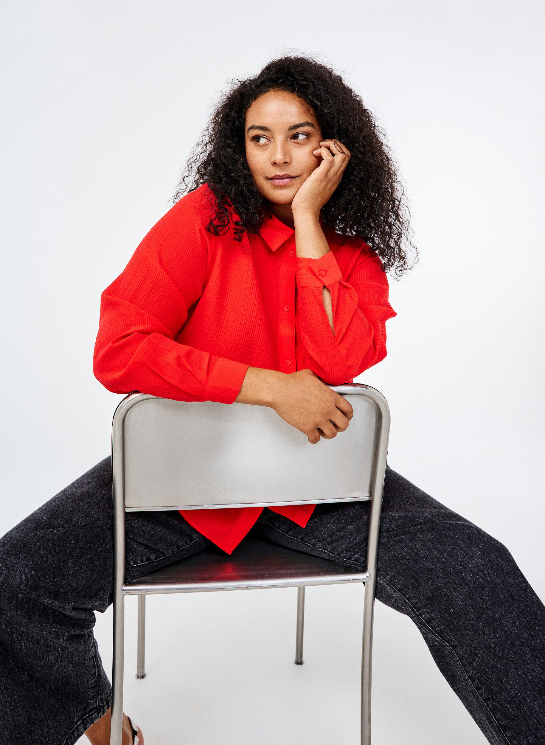 Zizzifashion Shirt with a striped texture, Red, Image image number 0