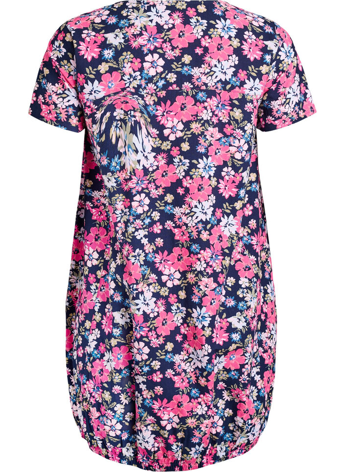 Short-sleeved cotton dress with print, Blue, Packshot image number 1