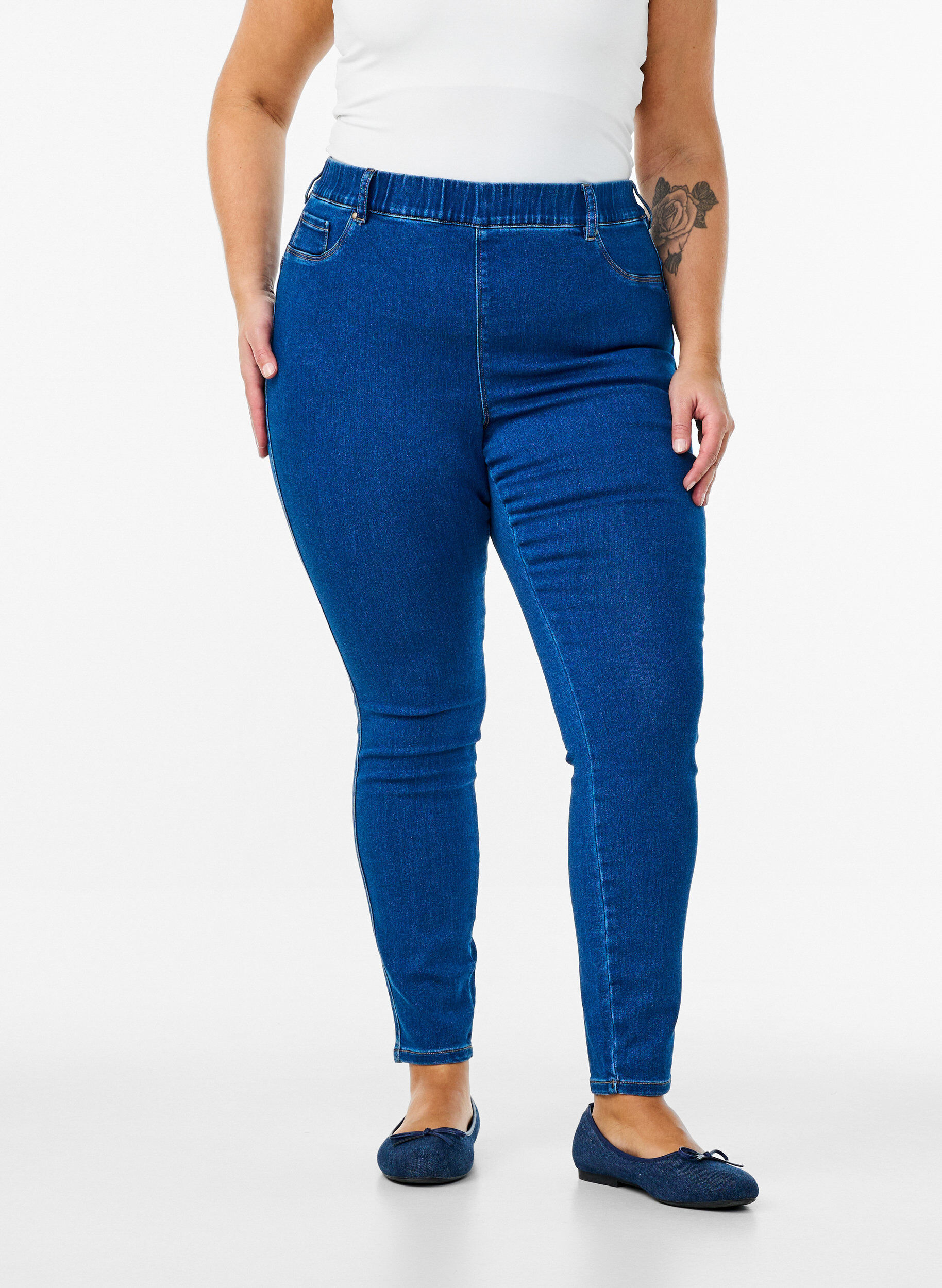 ZizzifashionHigh-waisted jeggings, Blue, Model image number 2
