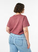 Cotton T-shirt with front print and a washed look, Red, Model image number 2