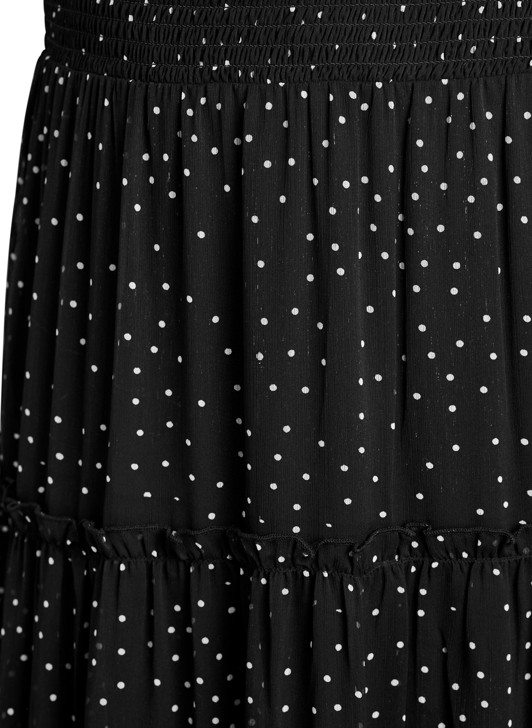 Zizzifashion Long A-line chiffon skirt with polka dots, Black, Packshot image number 2