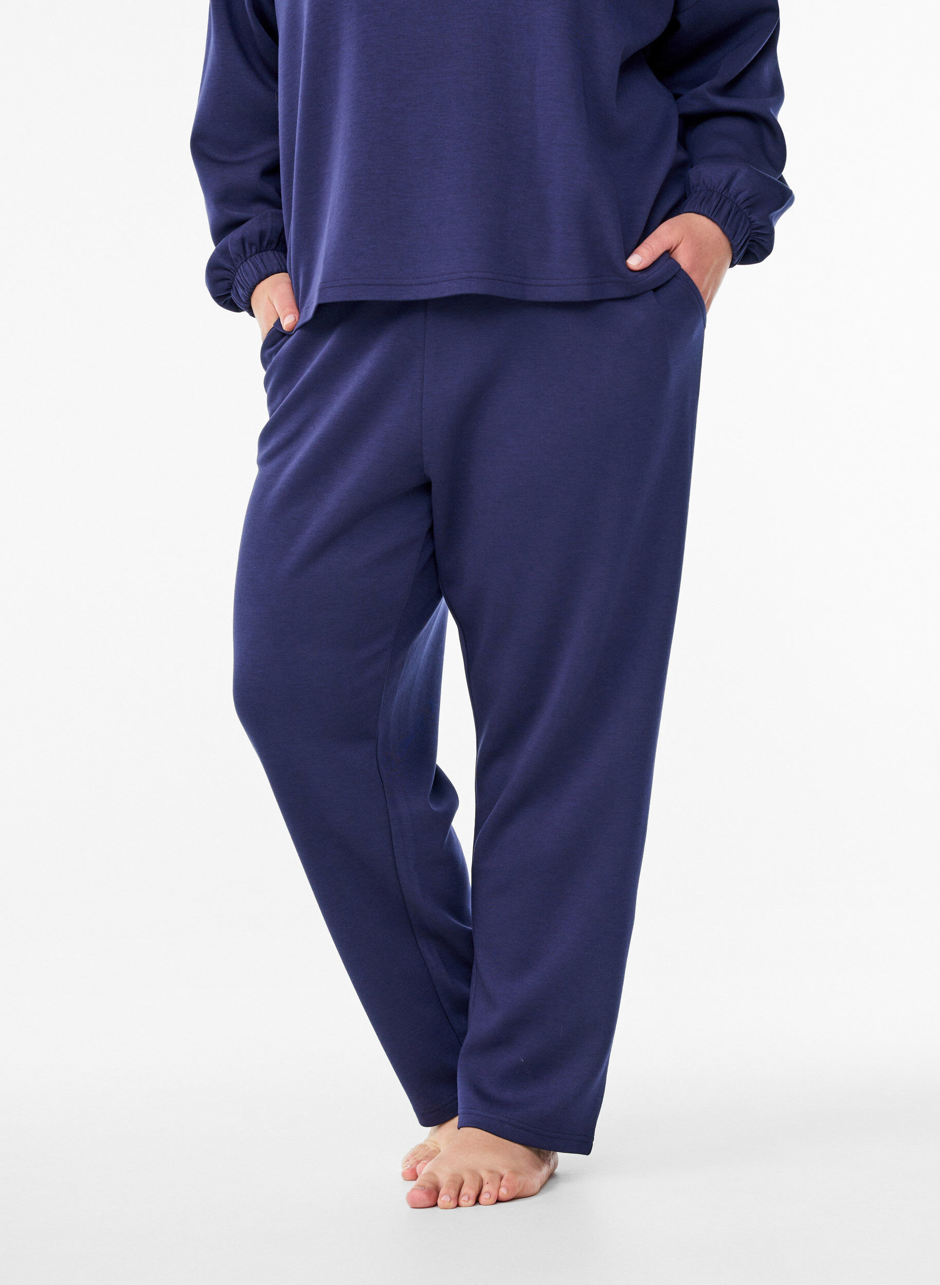 Zizzifashion Loose trousers in modal mix, Blue, Model image number 2