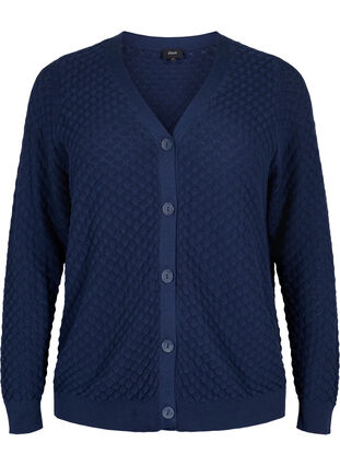 Patterned cotton cardigan, Navy Blazer, Packshot image number 0