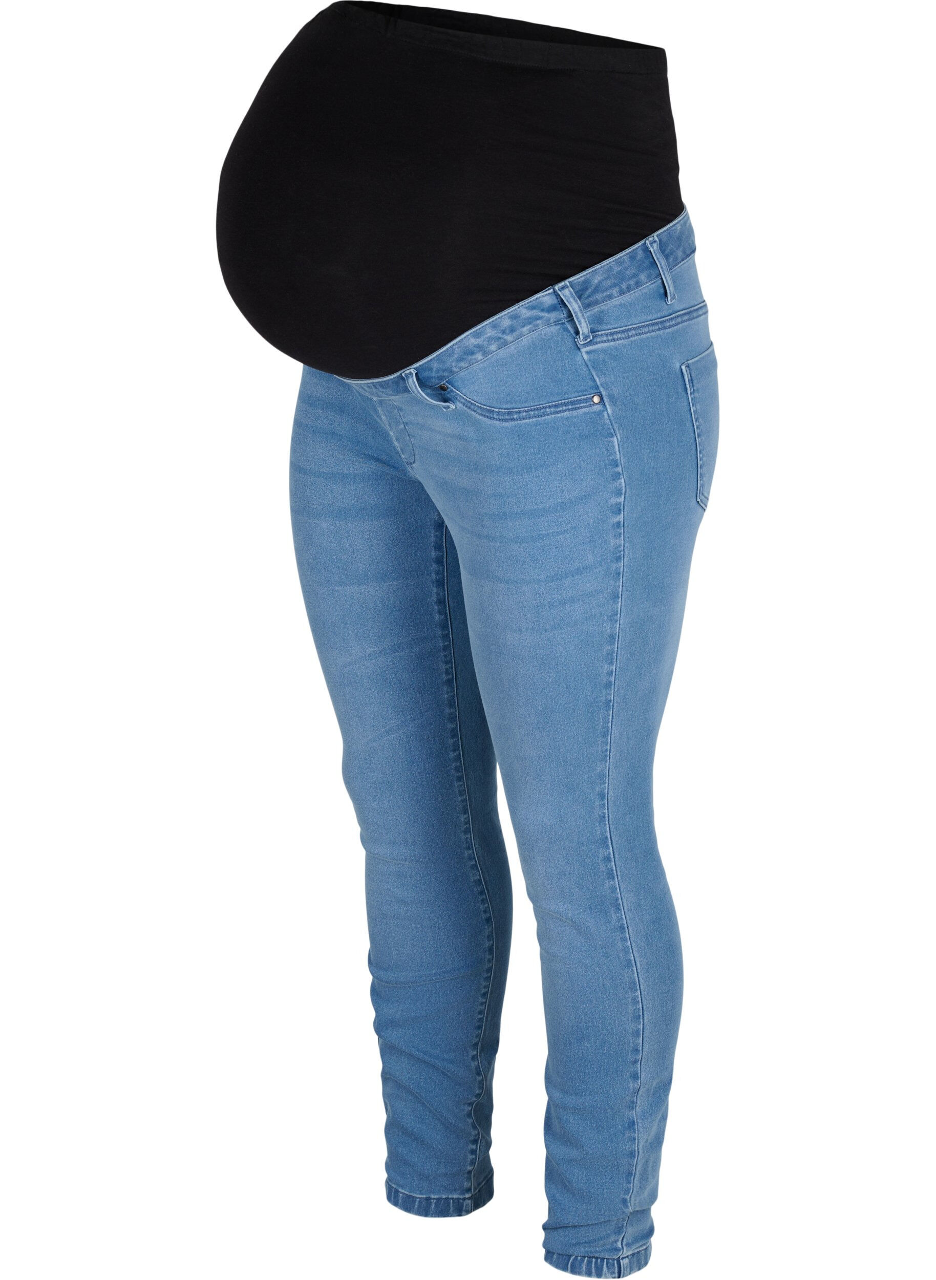 Zizzifashion Maternity jeggings in a cotton blend, Light blue denim, Packshot image number 0