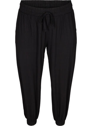 Loose exercise trousers with pockets in viscose, Black, Packshot image number 0