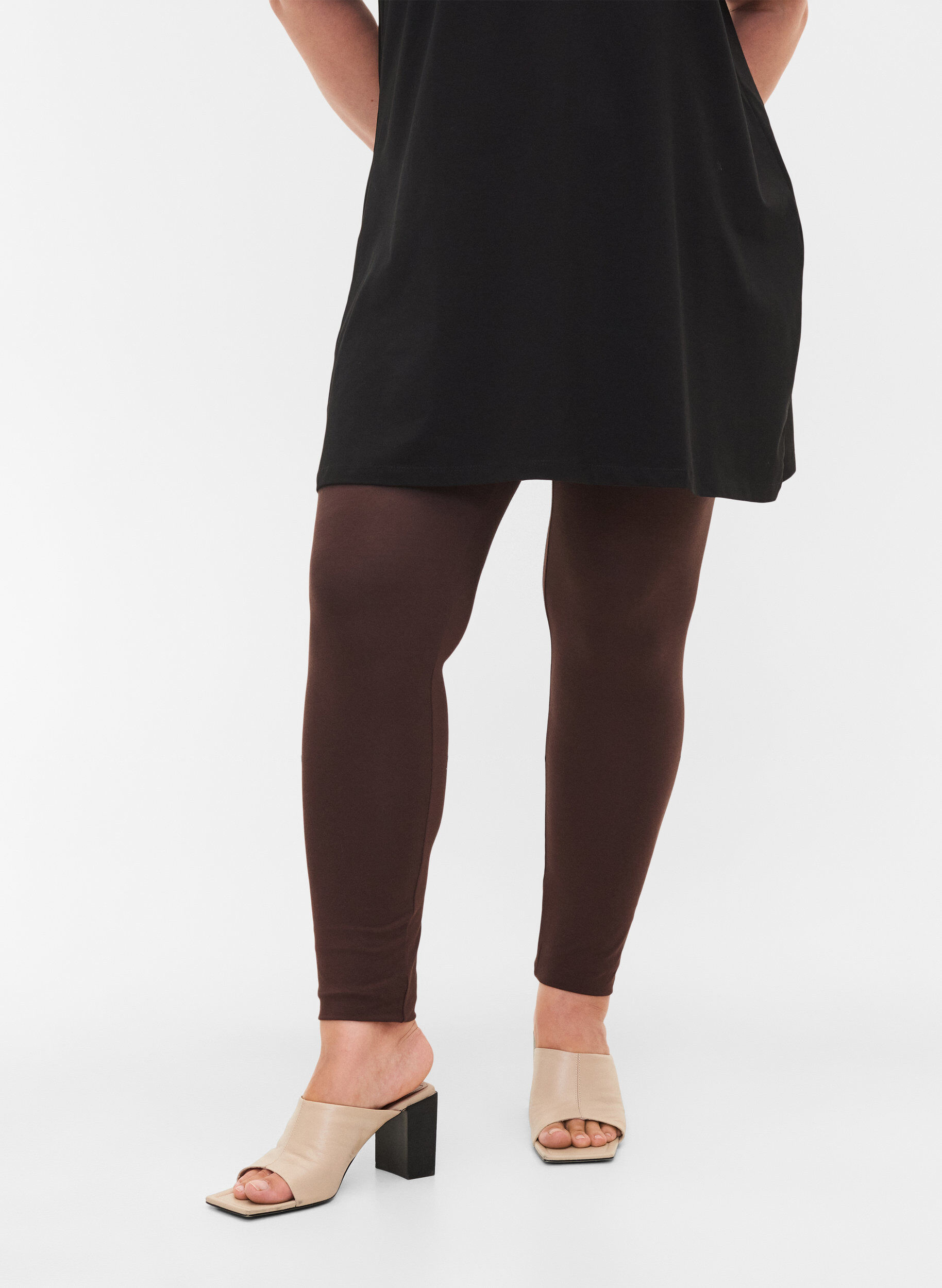 ZizzifashionBasic viscose leggings, Brown, Model image number 3