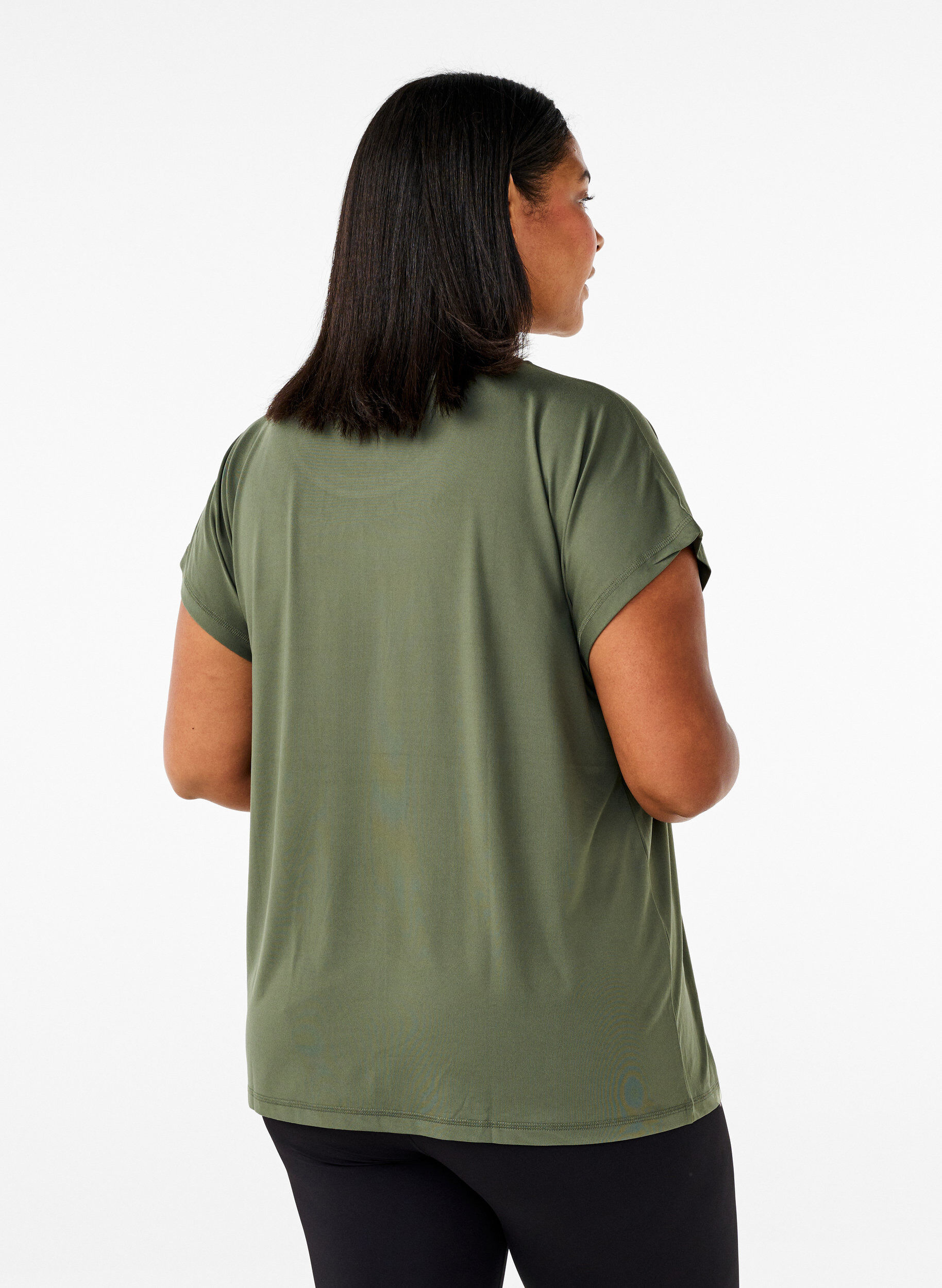 Zizzifashion Solid-coloured workout T-shirt, Green, Model image number 2