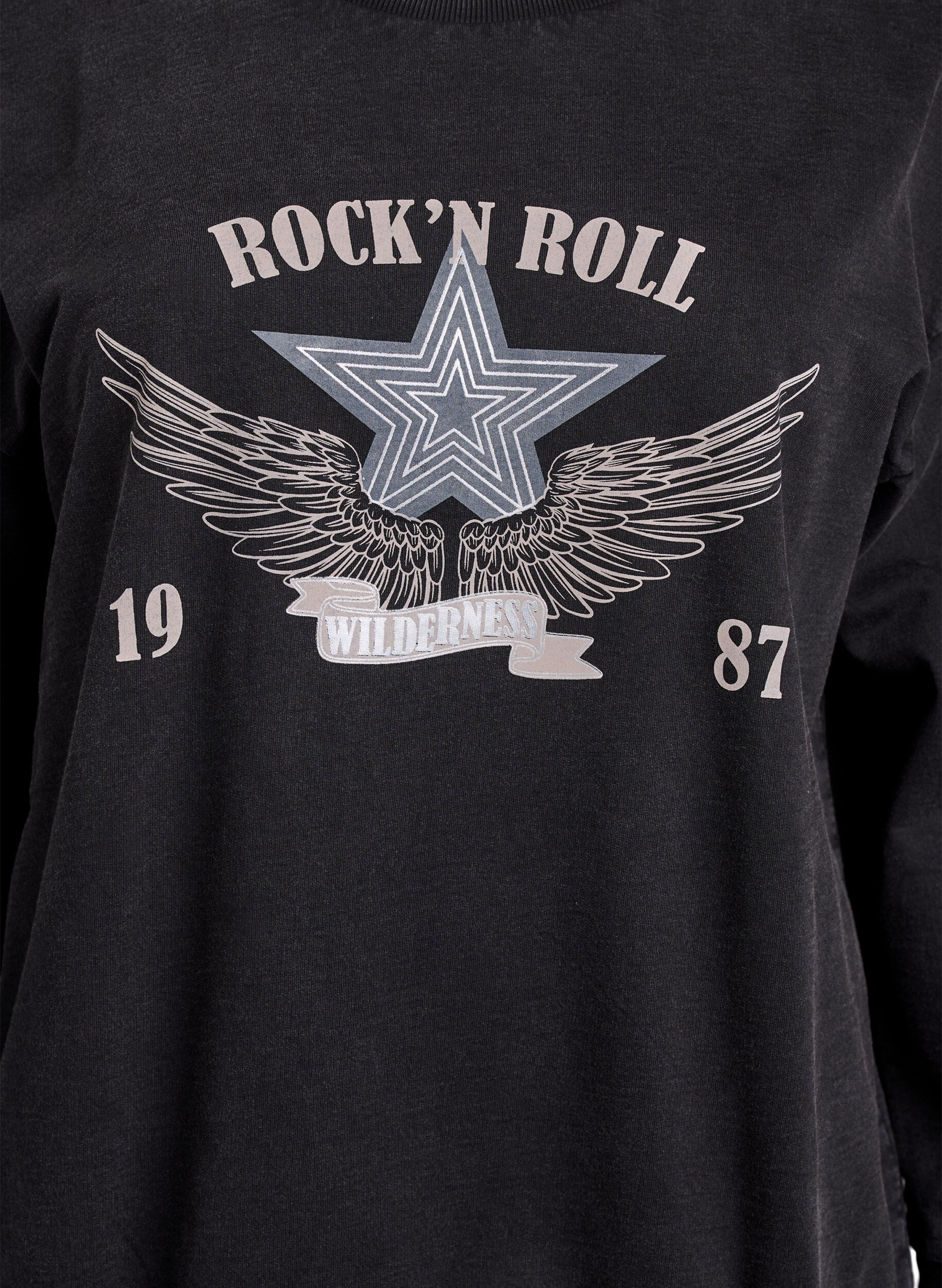 Zizzifashion Washed sweatshirt with statement print, Grey, Packshot image number 2