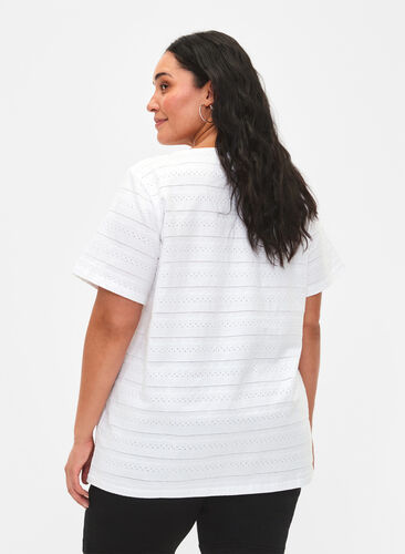 Short-sleeved cotton t-shirt, Bright White, Model image number 1