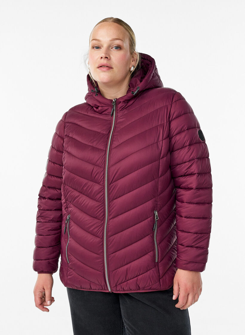 Lightweight jacket with hood, Dark Bordeaux, Model image number 0