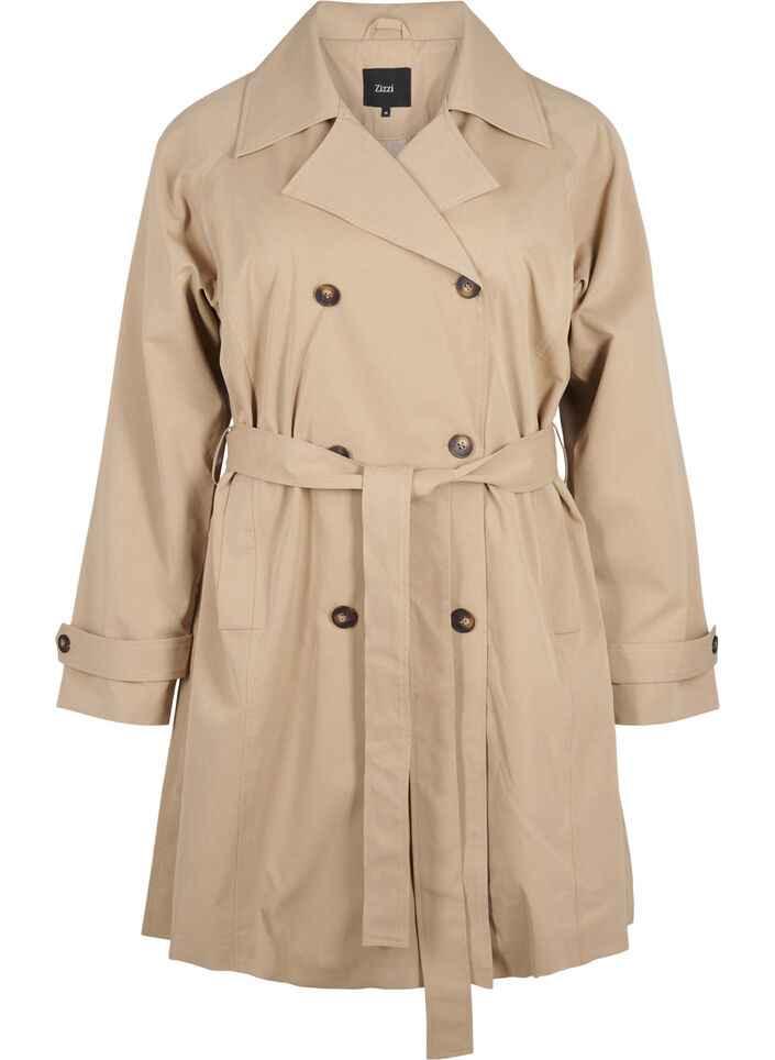 Mid-length trench coat with belt, Incense, Packshot image number 0