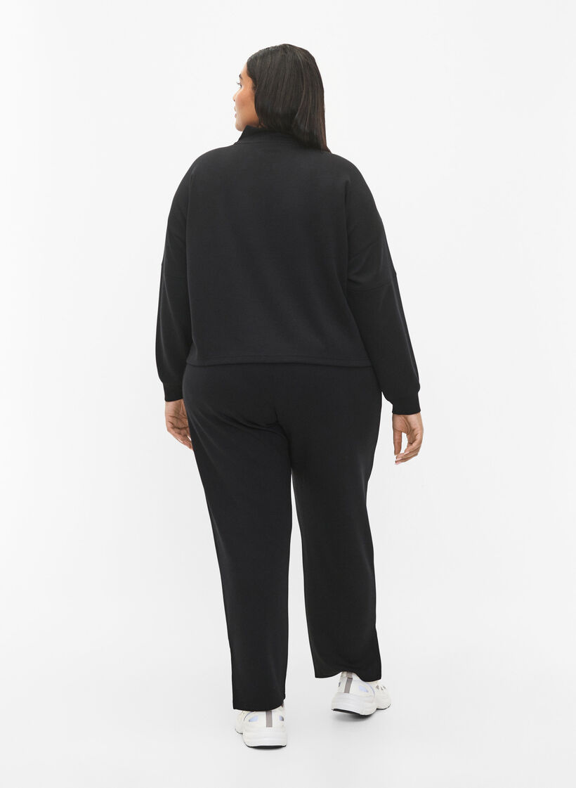 Trousers in modal mix with slit, Black, Model image number 1