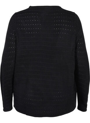 Knitted blouse with textured pattern and round neck, Black, Packshot image number 1