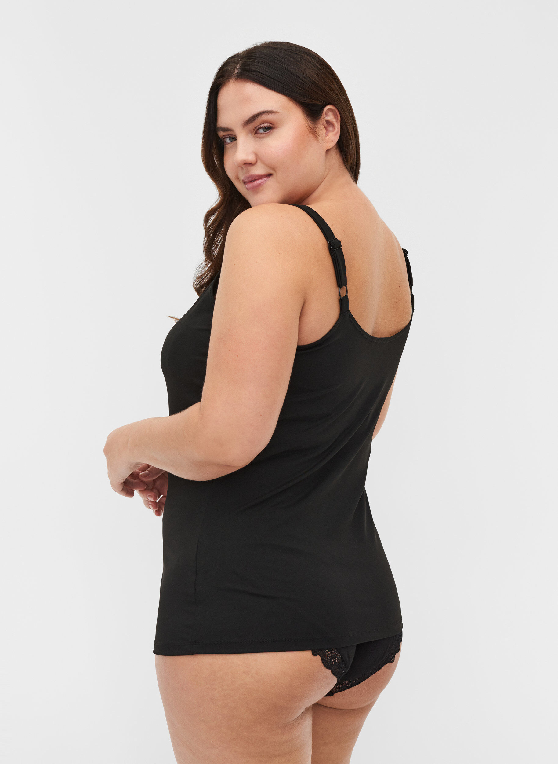 Zizzifashion Light shapewear top with adjustable straps, Black, Model image number 1