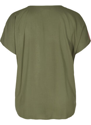 Short-sleeved viscose blouse with print, Thyme, Packshot image number 1