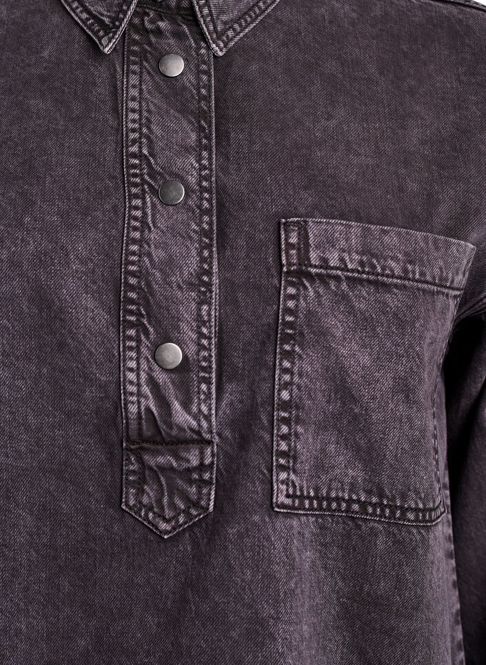 Loose denim shirt with 3/4-sleeves, Grey, Packshot image number 2