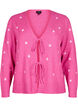 Knitted cardigan with tie details and embroidery, Raspberry Rose Comb, Packshot image number 0