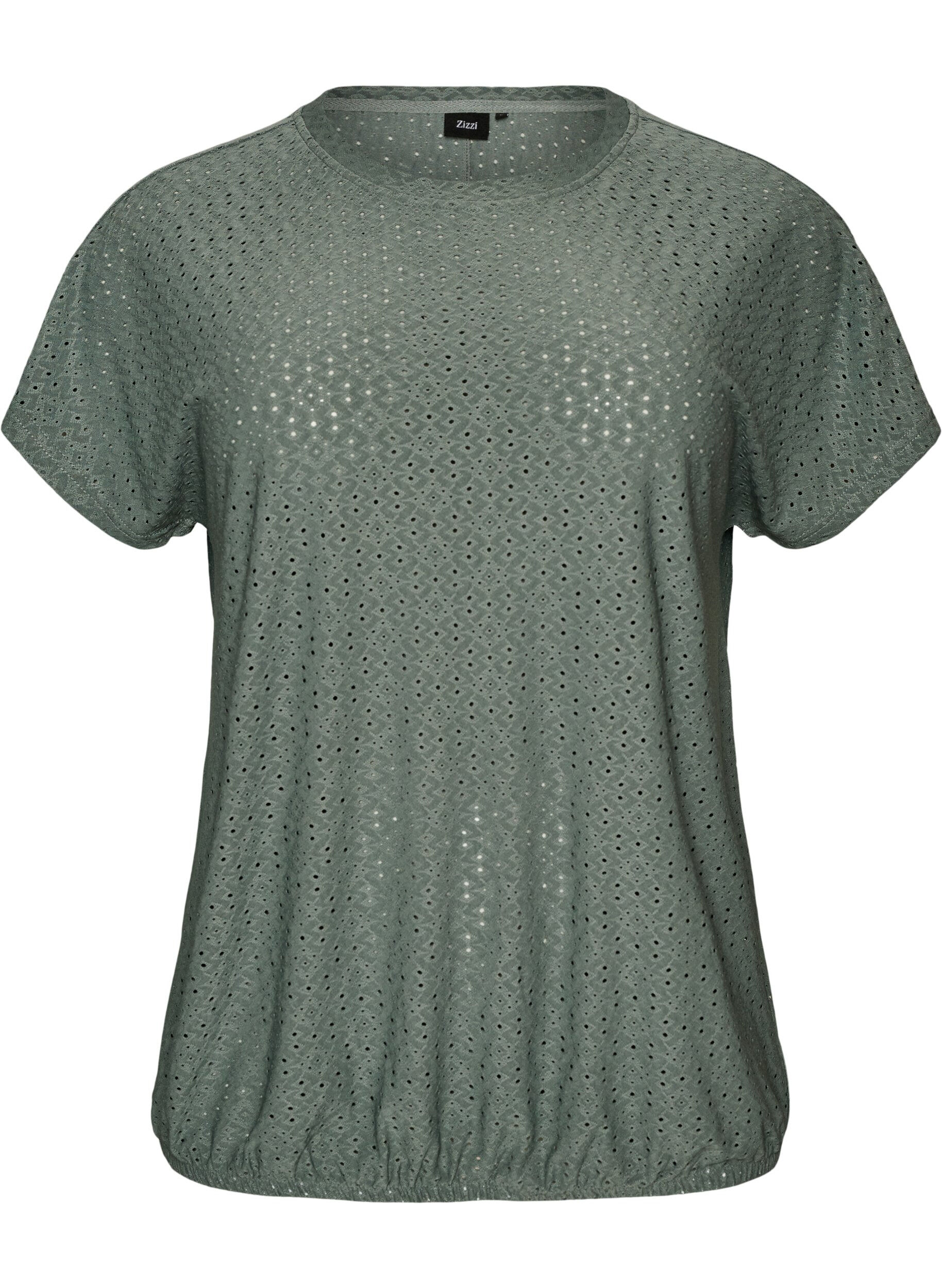 Zizzifashion Blouse with eyelet embroidery and balloon-effect, Green, Packshot image number 0