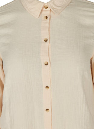 Long cotton shirt with a classic collar, Mother Of Pearl, Packshot image number 3