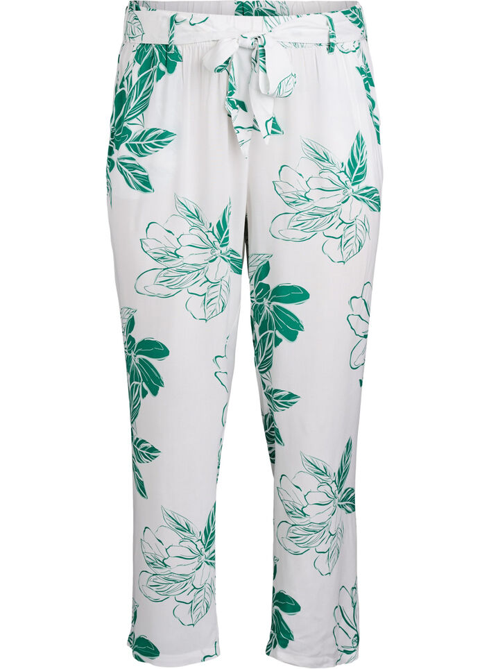 High-waisted viscose trousers, Green, Packshot image number 0