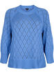 Long sleeve knitted blouse with hole pattern, Blue Bonnet, Packshot image number 0