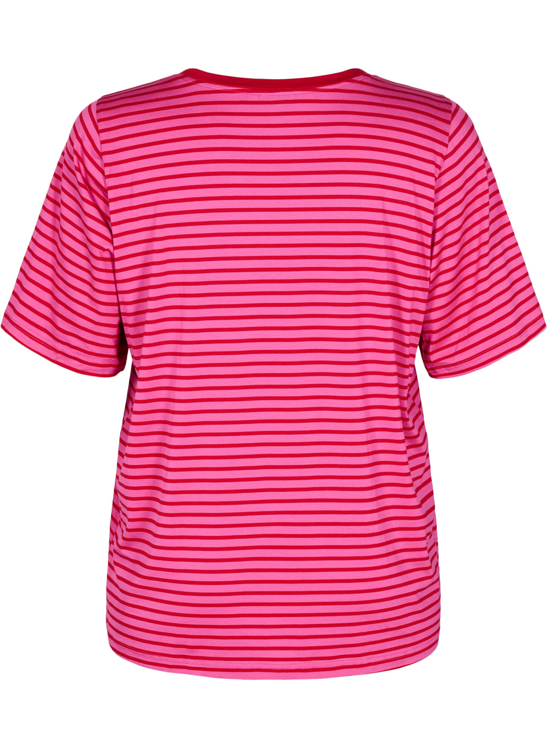 Zizzifashion T-shirt with TENCEL&trade; Lyocell and stripes, Rose, Packshot image number 1