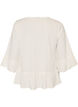 Blouse with texture, V-neck and ruffles, Vanilla, Packshot image number 1