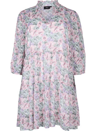 Tunic with 3/4 and floral print, Flower AOP, Packshot image number 0