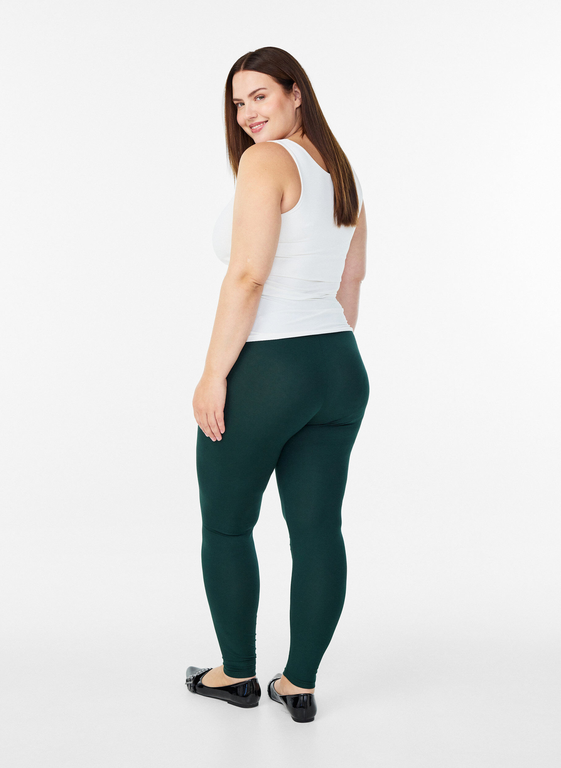 Zizzifashion Basic leggings with extra length, Green, Model image number 2