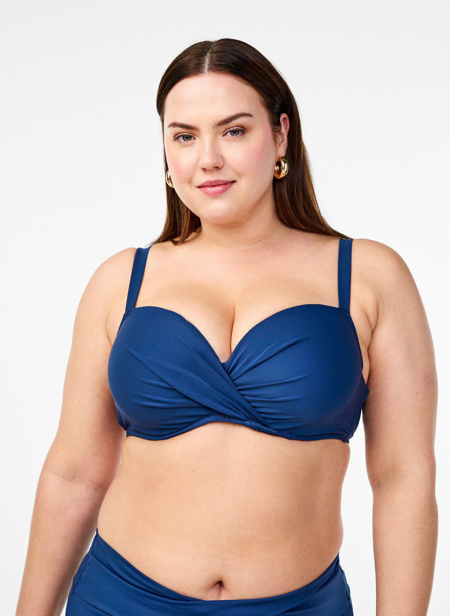 Zizzifashion Bikini top with underwire and draping, Blue, Model image number 0