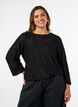 Sheer blouse with floral texture and long sleeves, Black, Model image number 0