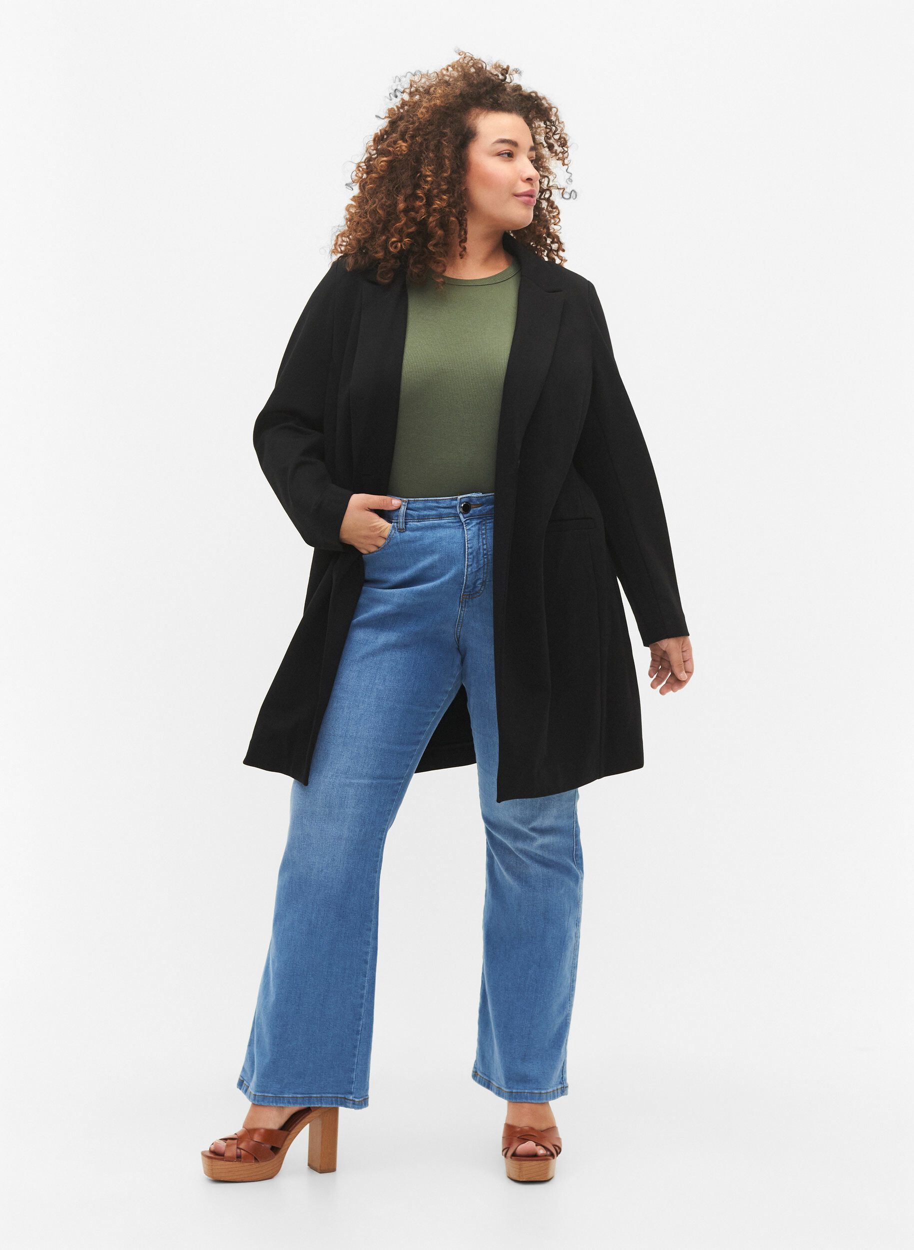 Zizzifashion Long blazer, Black, Model image number 3