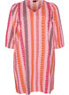 Short dress in linen and viscose with 3/4 sleeves, Pink, Packshot image number 0