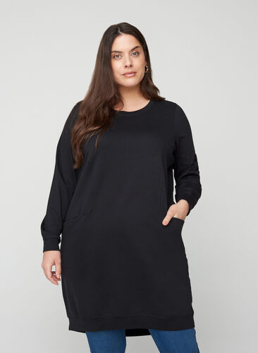 Sweater dress with long sleeves, Black, Model image number 0