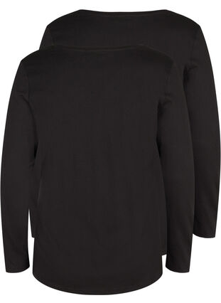 2-pack long-sleeved basic blouse, Black, Packshot image number 1