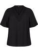 Viscose blouse with v-neck and embroidery detail, Black, Packshot image number 0