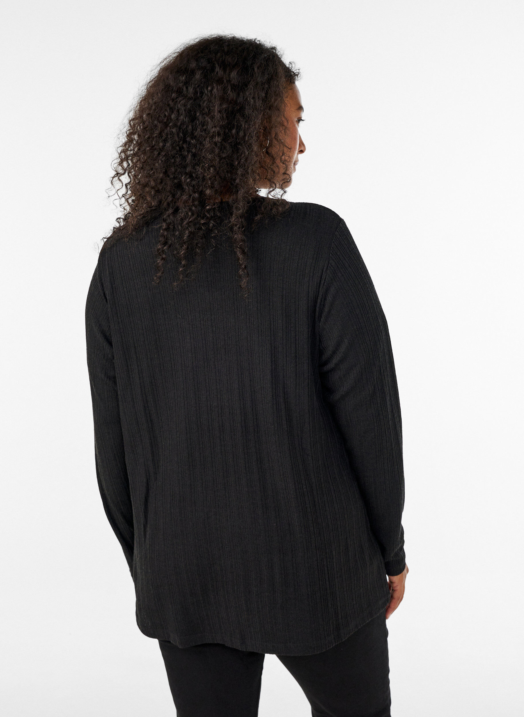 ZizzifashionOpen cardigan in textured jersey, Black, Model image number 2