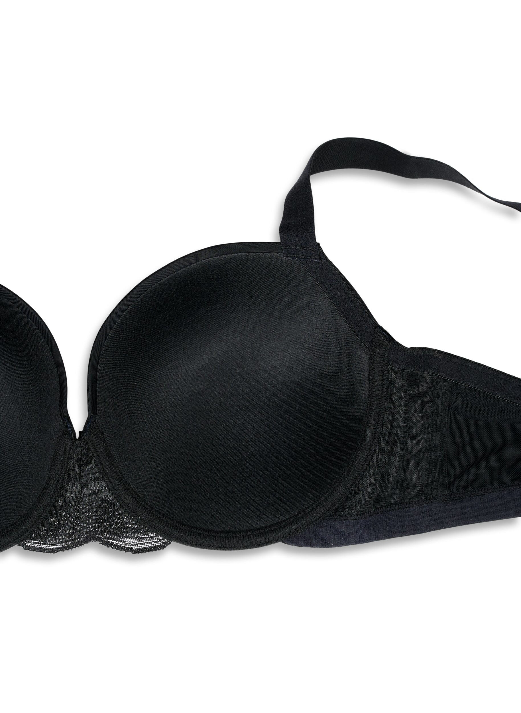 Zizzifashion Moulded bra with mesh, Black, Packshot image number 3
