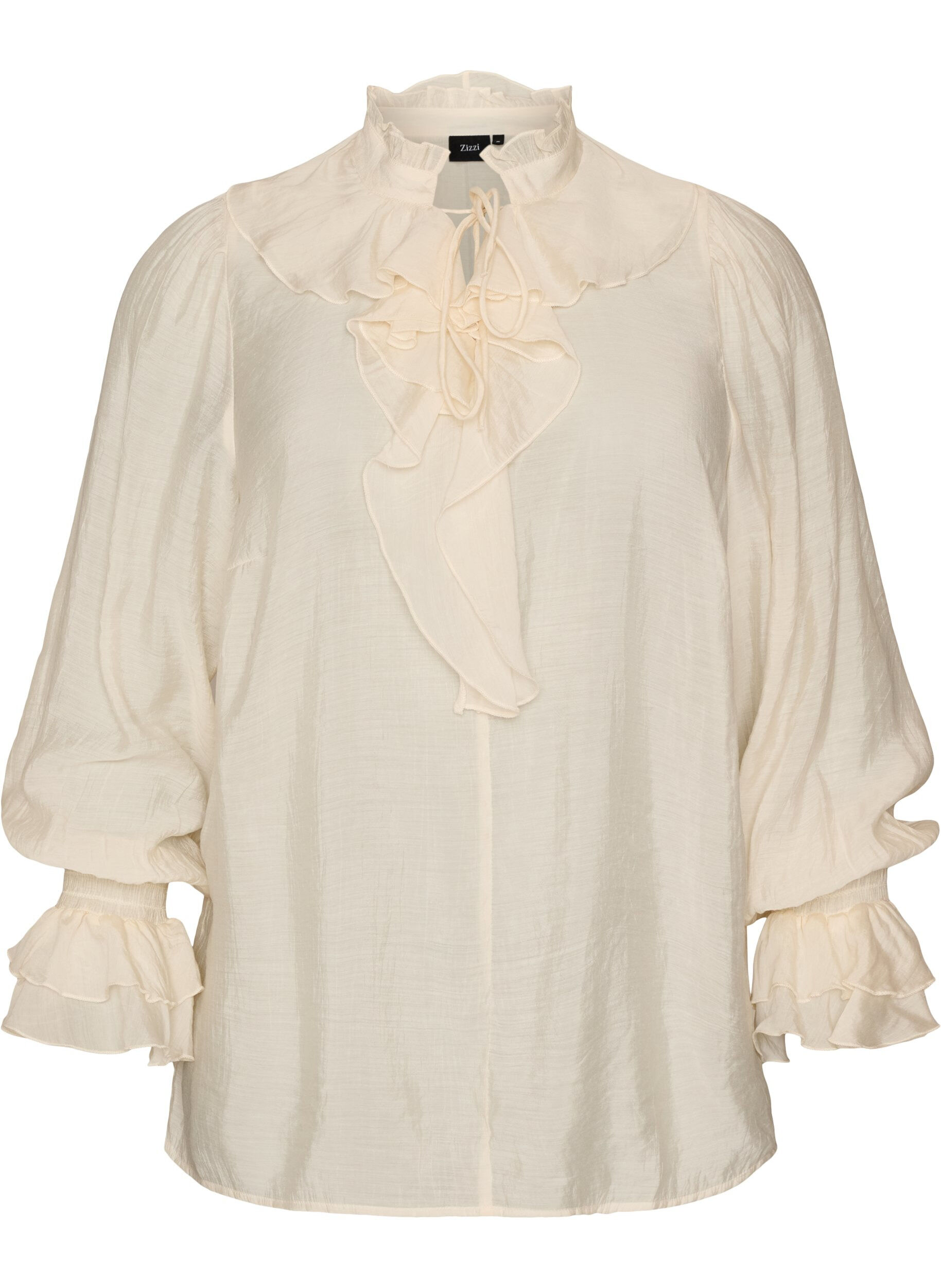 Viscose blouse with ruffles and long sleeves