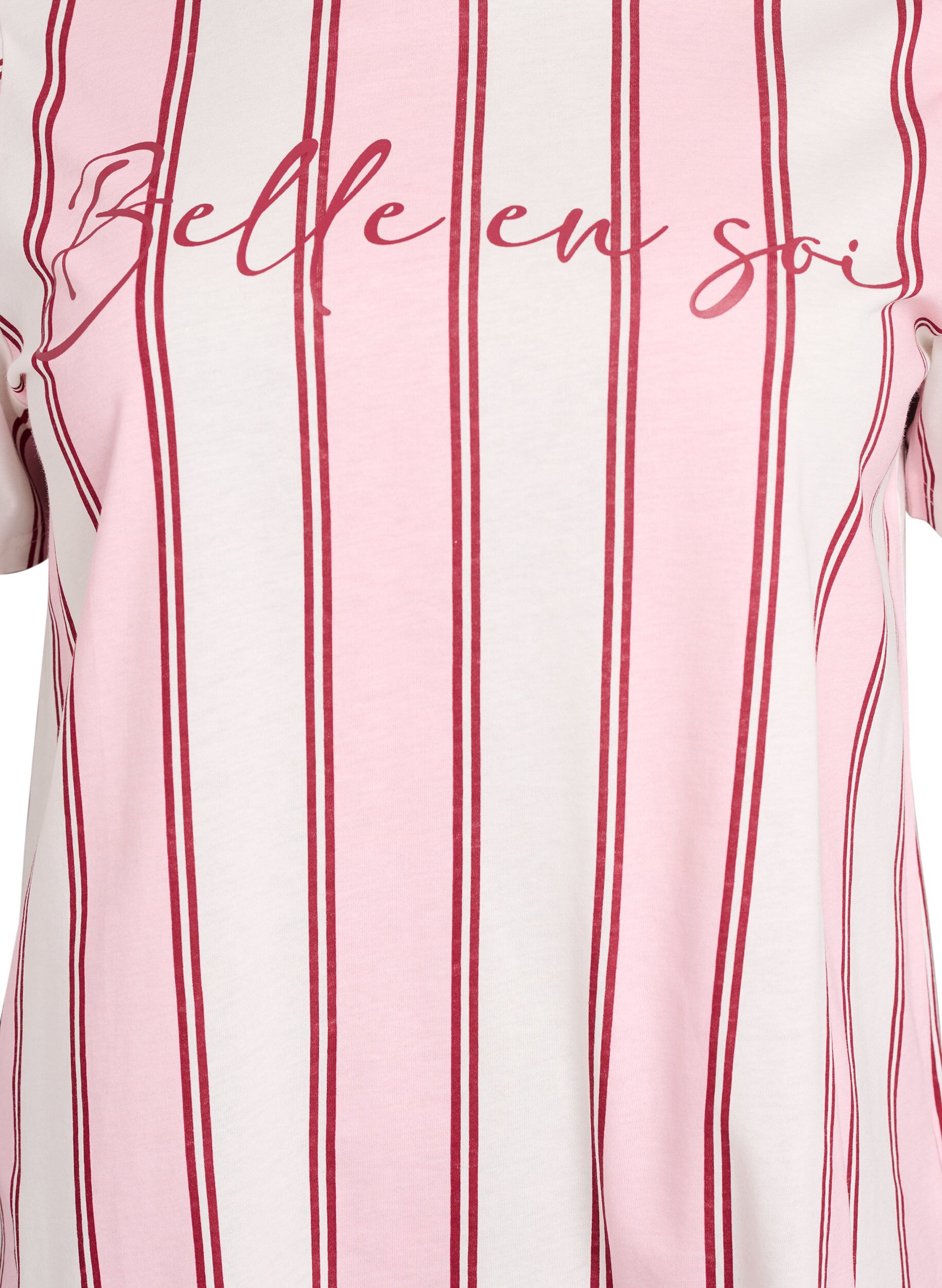 Zizzifashion T-shirt with stripes and text print, Rose, Packshot image number 2