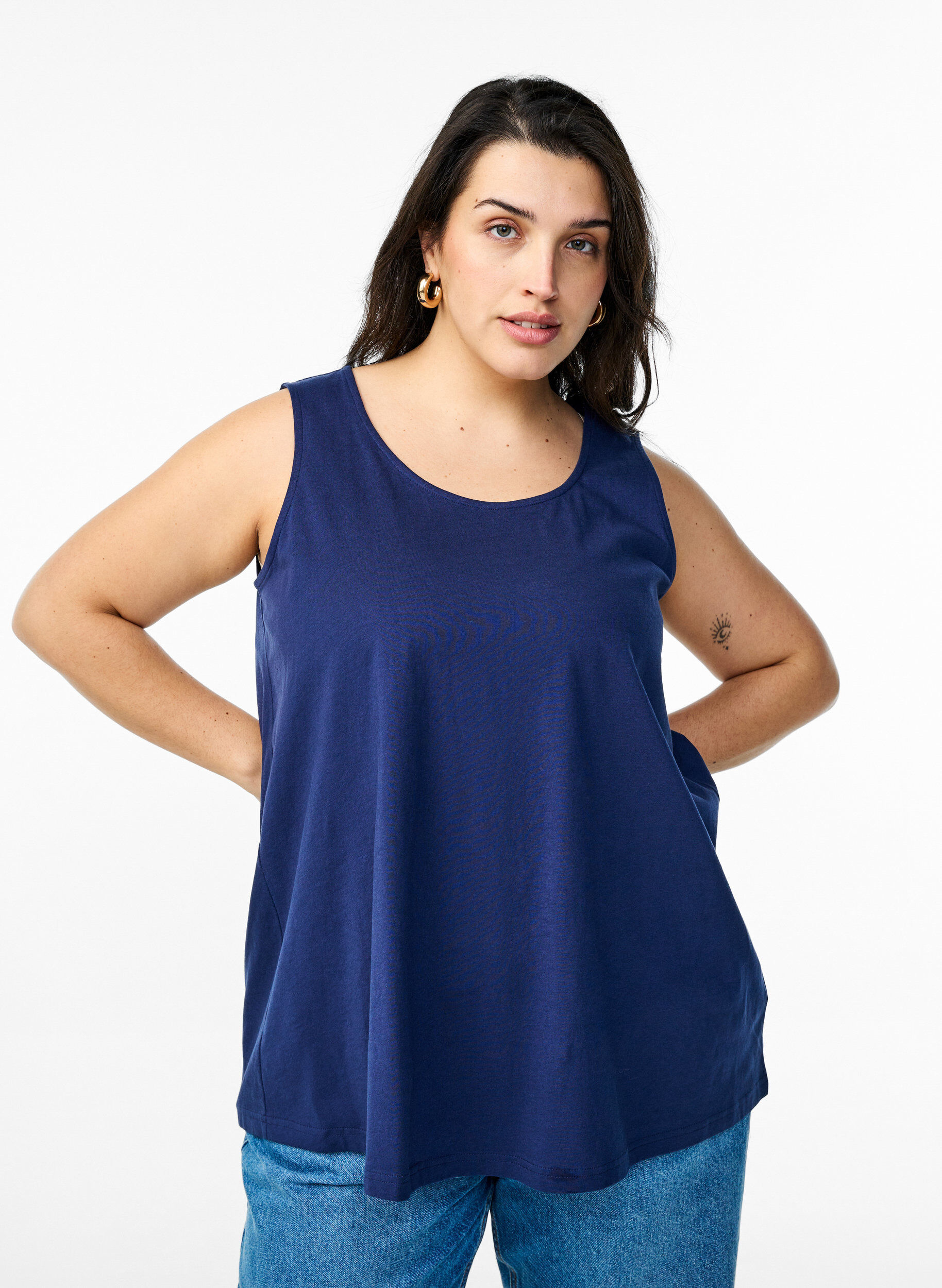 Zizzifashion Cotton top with a-shape, Blue, Model image number 0