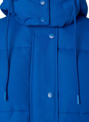 Long puffer jacket with pockets and hood, French Blue, Packshot image number 2