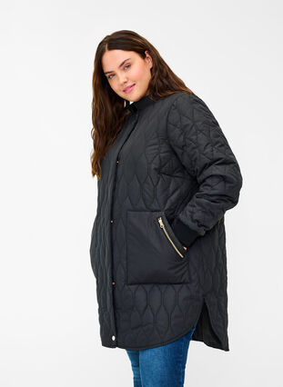 Quilted jacket with pockets, Black, Model image number 0