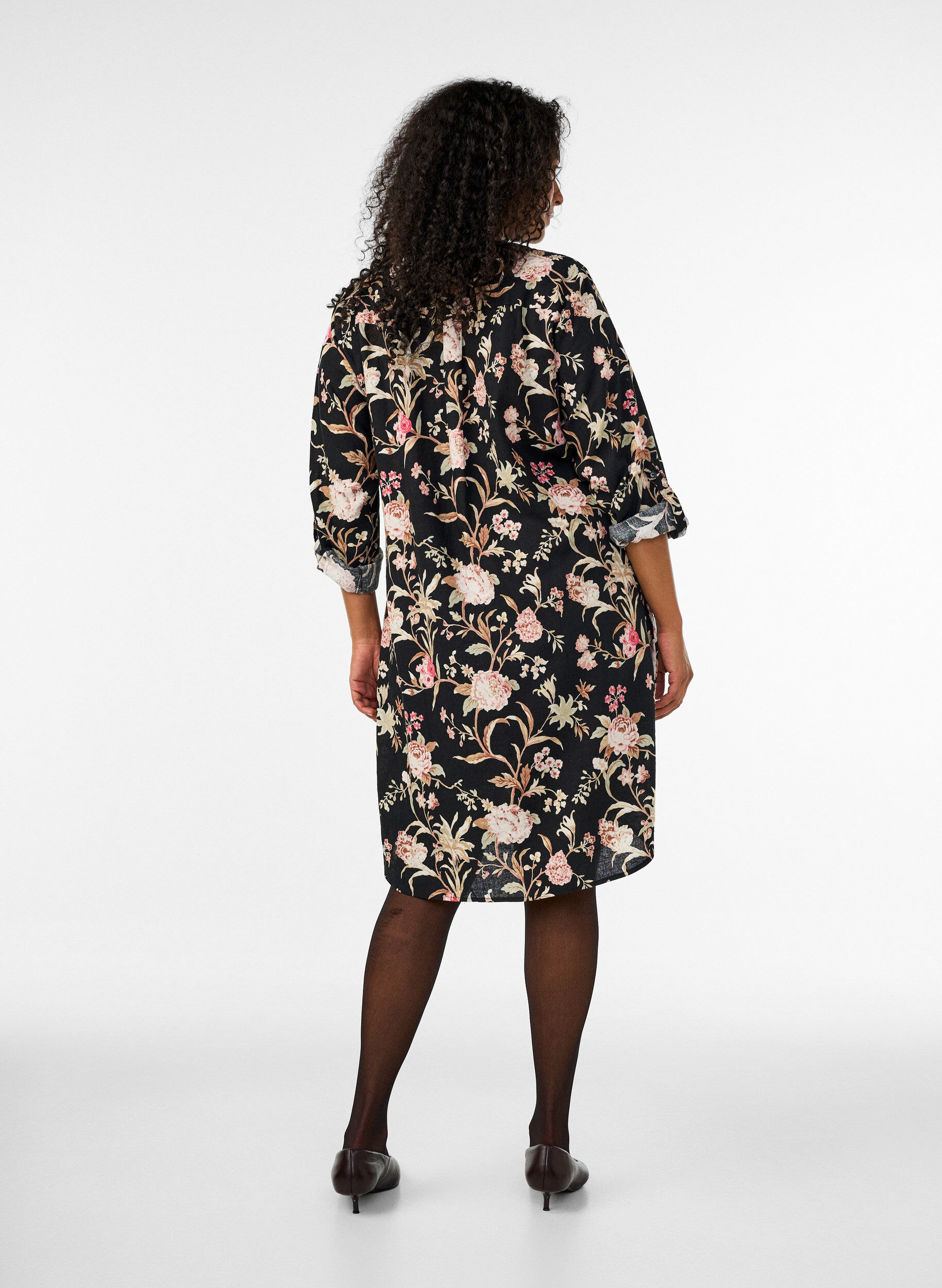 ZizzifashionLong shirt in linen and viscose, Black, Model image number 2